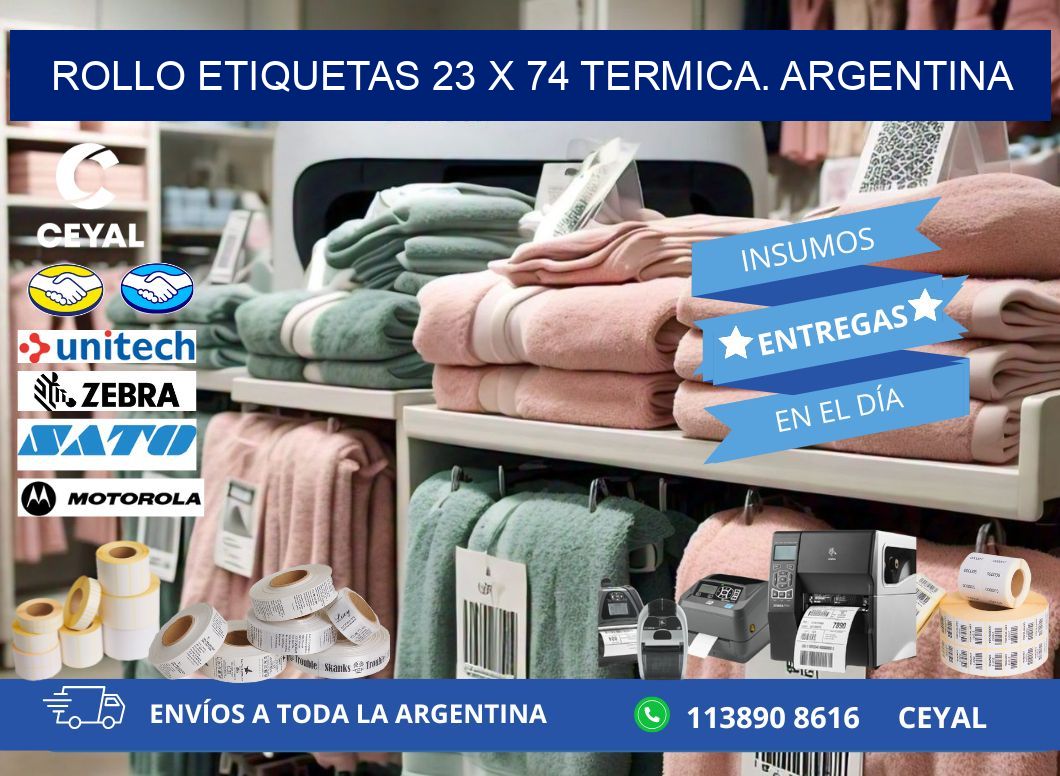 Rollo etiquetas 23 x 74 termica. Argentina