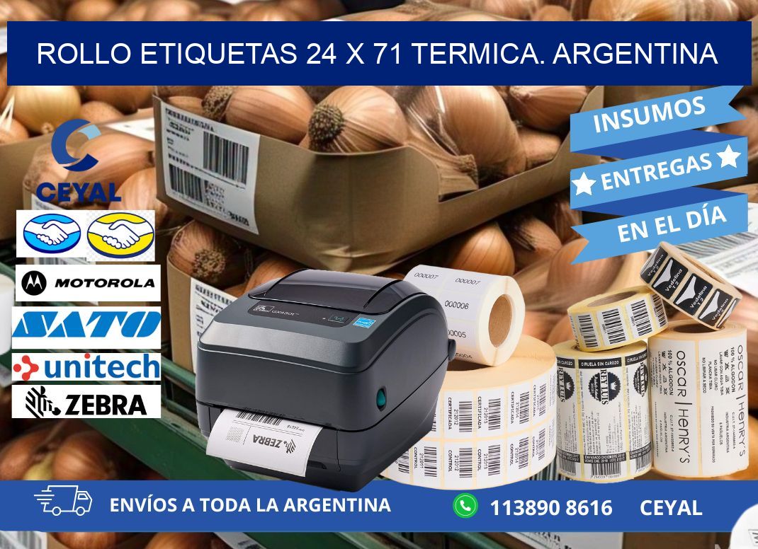 Rollo etiquetas 24 x 71 termica. Argentina