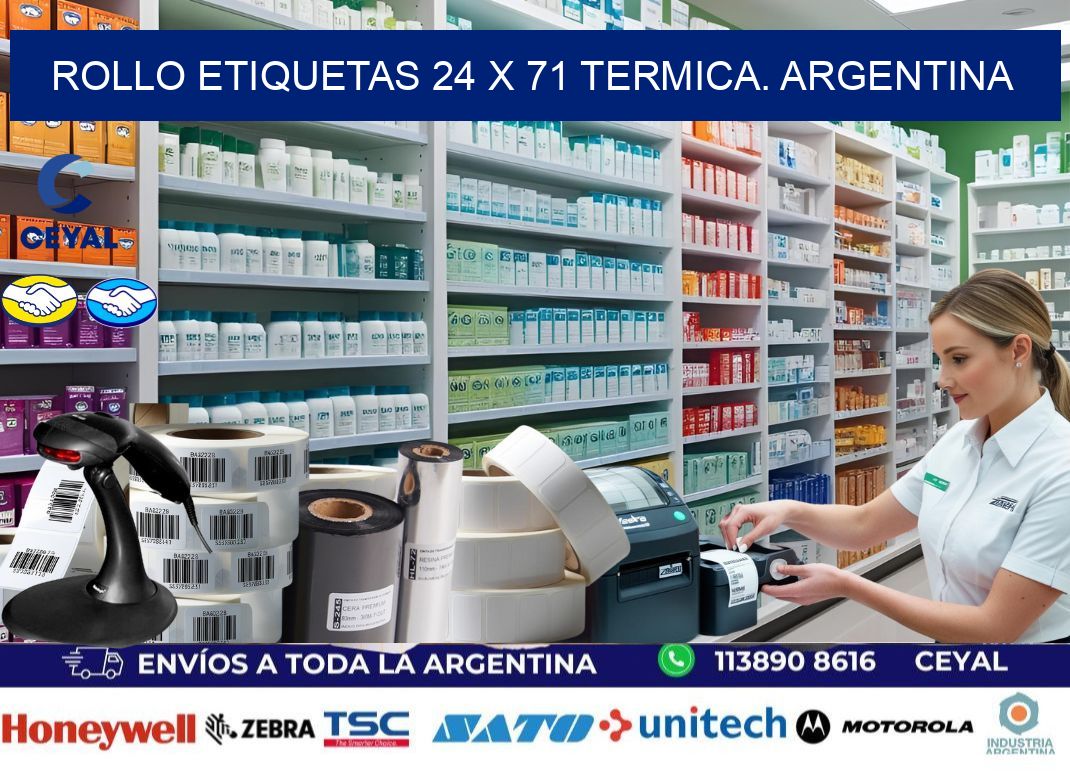 Rollo etiquetas 24 x 71 termica. Argentina