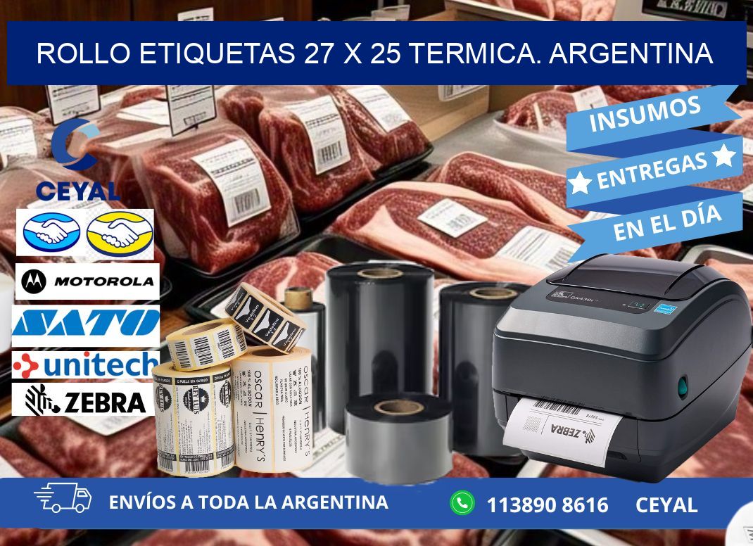 Rollo etiquetas 27 x 25 termica. Argentina