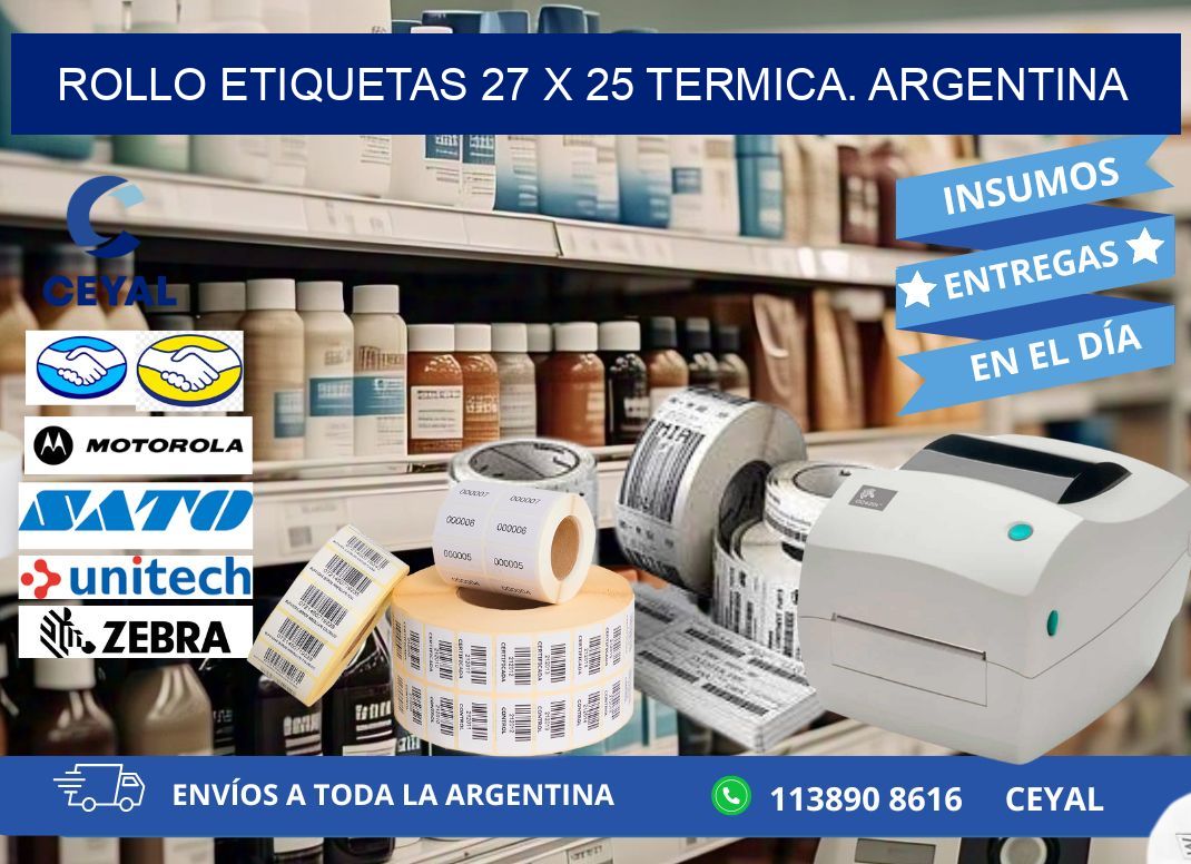Rollo etiquetas 27 x 25 termica. Argentina