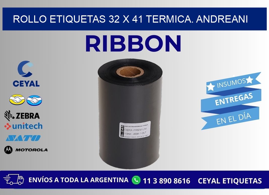 Rollo etiquetas 32 x 41 termica. Andreani