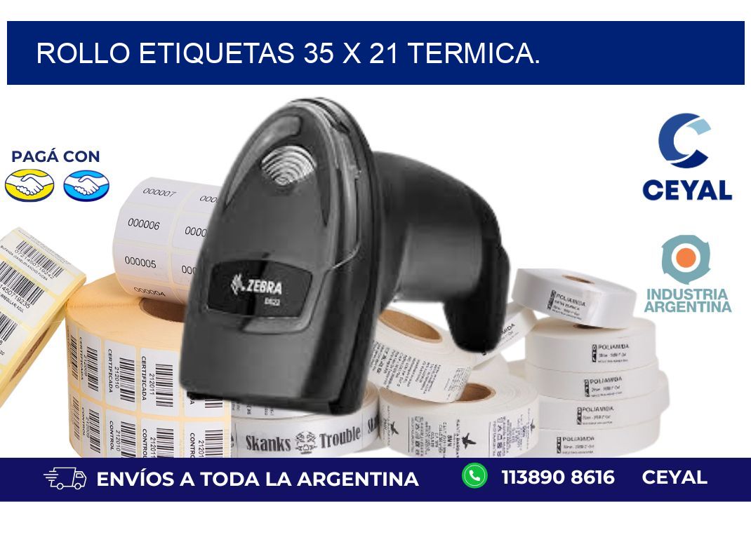 Rollo etiquetas 35 x 21 termica.