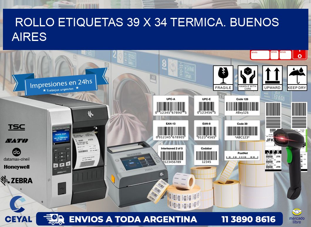 Rollo etiquetas 39 x 34 termica. Buenos Aires