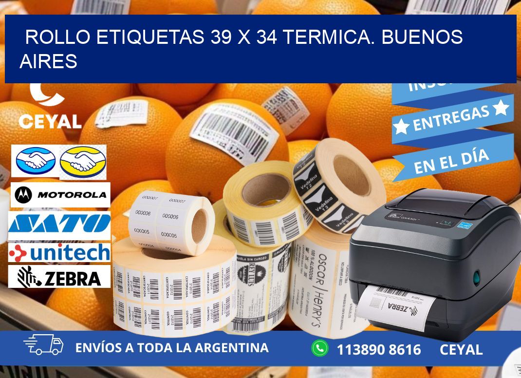 Rollo etiquetas 39 x 34 termica. Buenos Aires