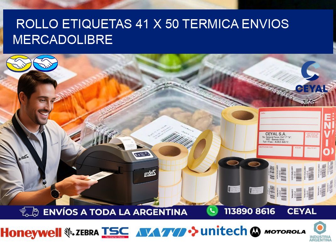 Rollo etiquetas 41 x 50 termica ENVIOS MERCADOLIBRE