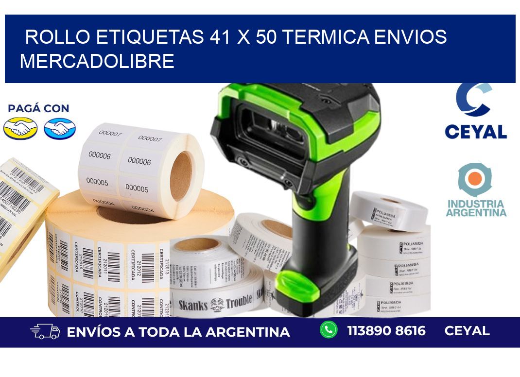 Rollo etiquetas 41 x 50 termica ENVIOS MERCADOLIBRE