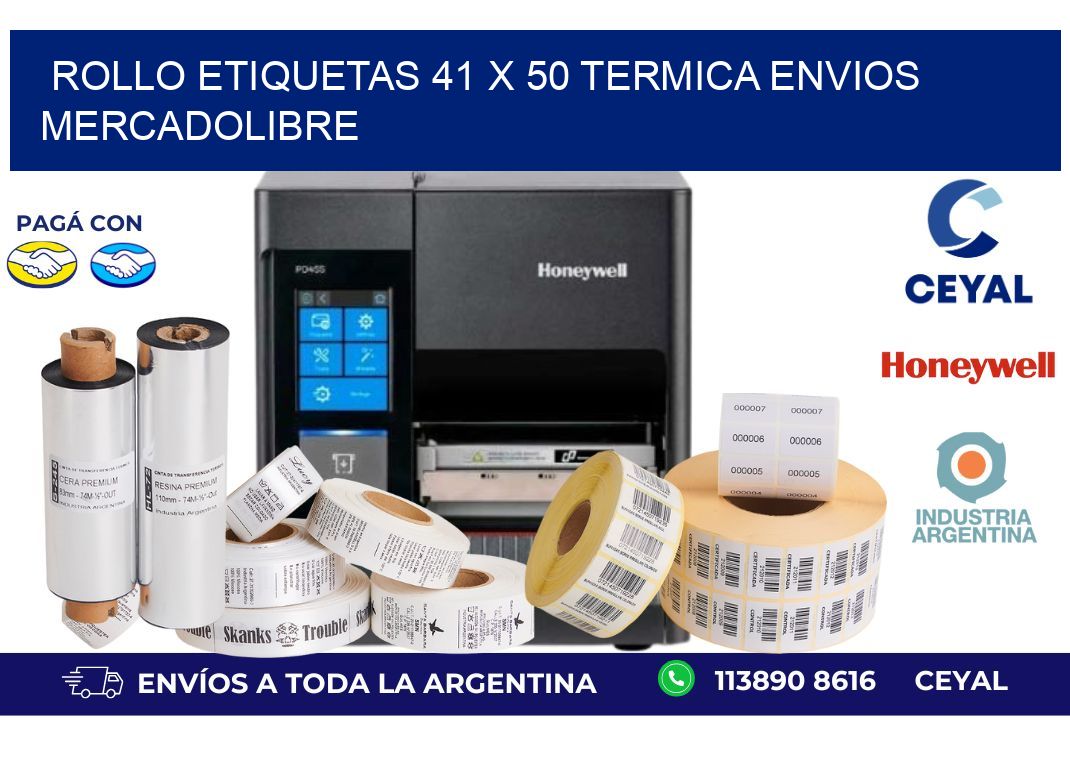 Rollo etiquetas 41 x 50 termica ENVIOS MERCADOLIBRE