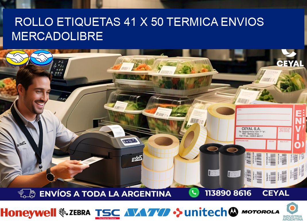 Rollo etiquetas 41 x 50 termica ENVIOS MERCADOLIBRE