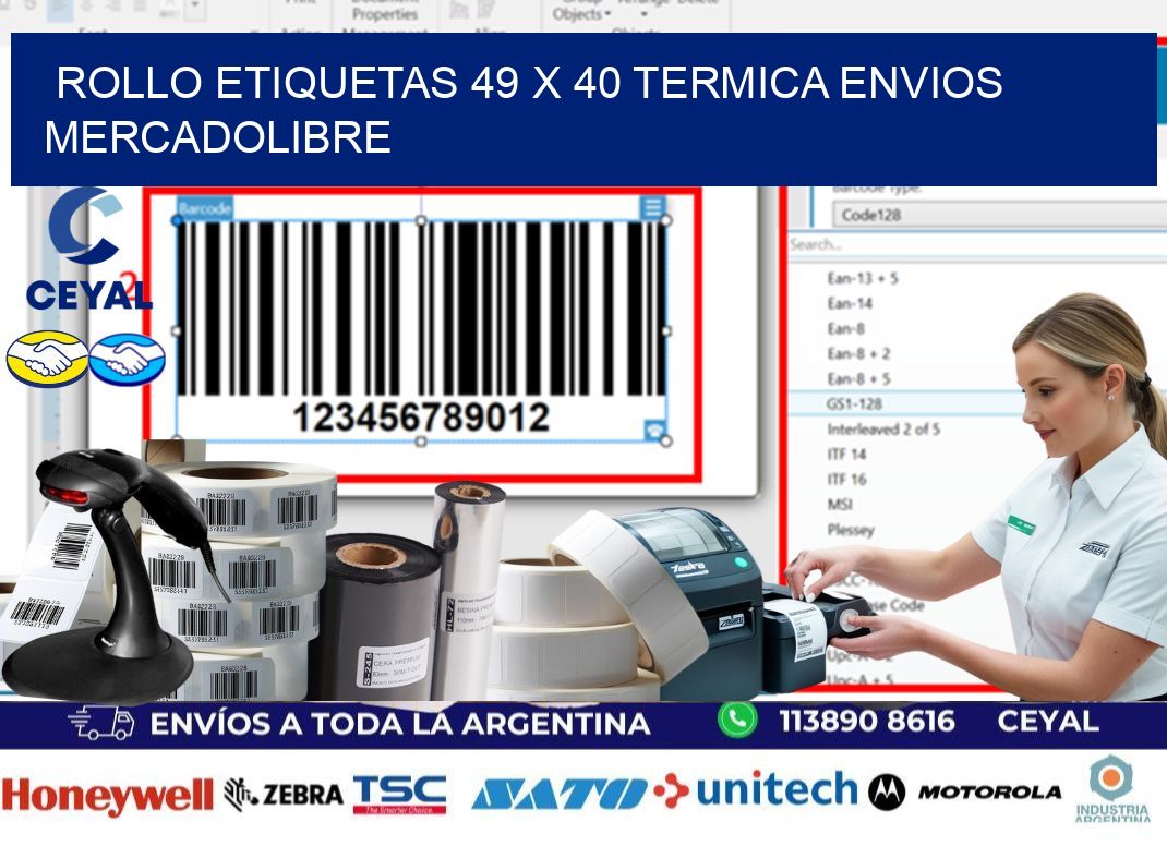 Rollo etiquetas 49 x 40 termica ENVIOS MERCADOLIBRE