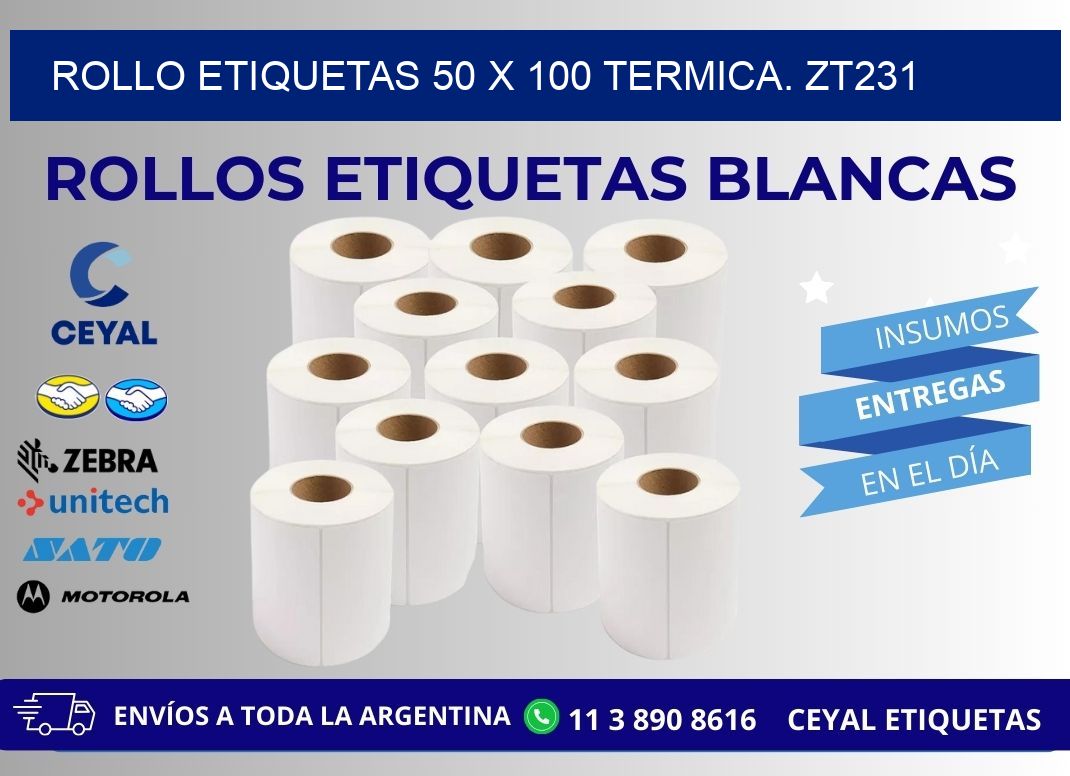 Rollo etiquetas 50 x 100 termica. zt231