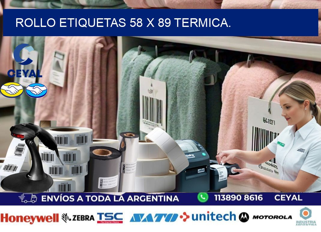 Rollo etiquetas 58 x 89 termica.
