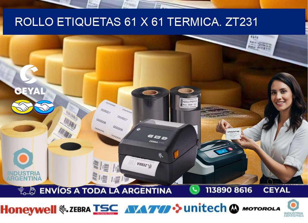 Rollo etiquetas 61 x 61 termica. zt231