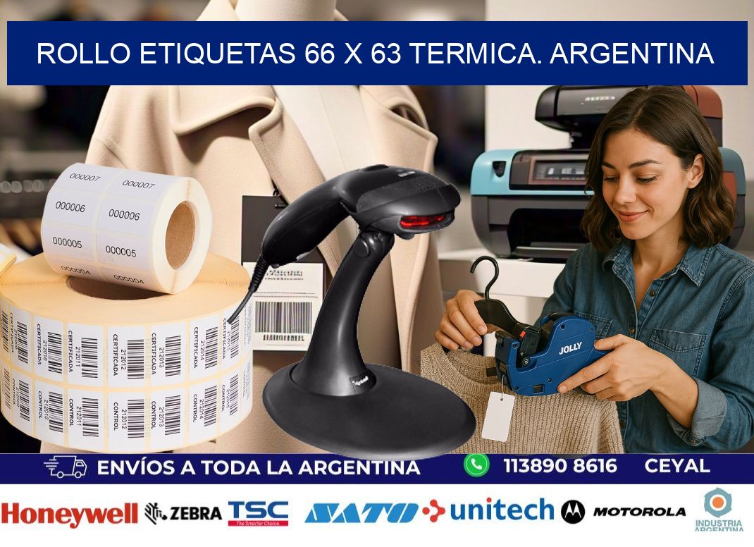 Rollo etiquetas 66 x 63 termica. Argentina
