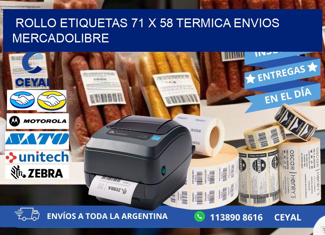 Rollo etiquetas 71 x 58 termica ENVIOS MERCADOLIBRE