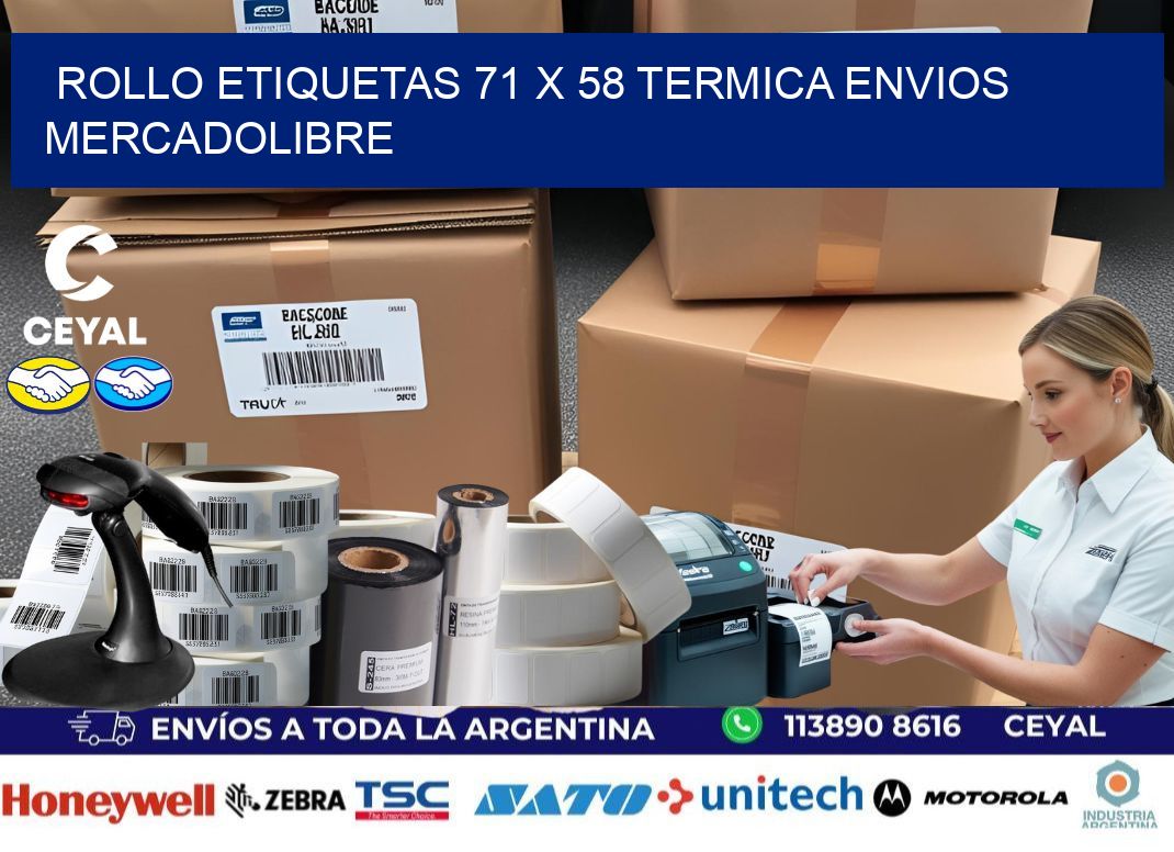 Rollo etiquetas 71 x 58 termica ENVIOS MERCADOLIBRE