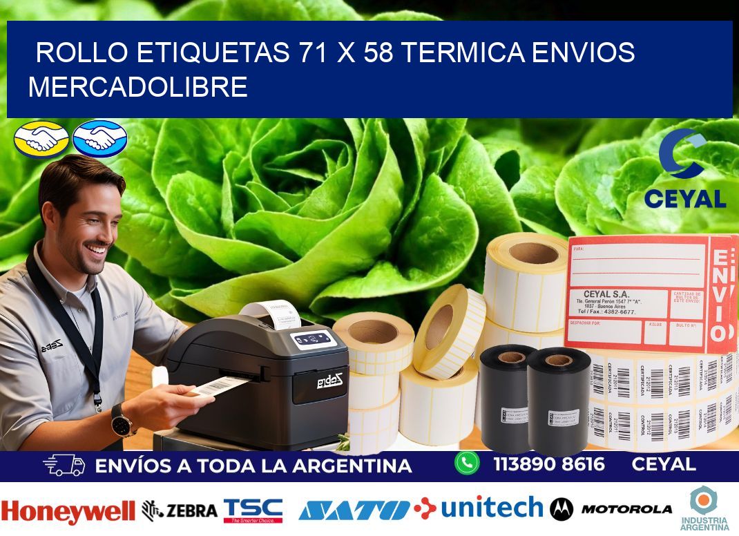 Rollo etiquetas 71 x 58 termica ENVIOS MERCADOLIBRE