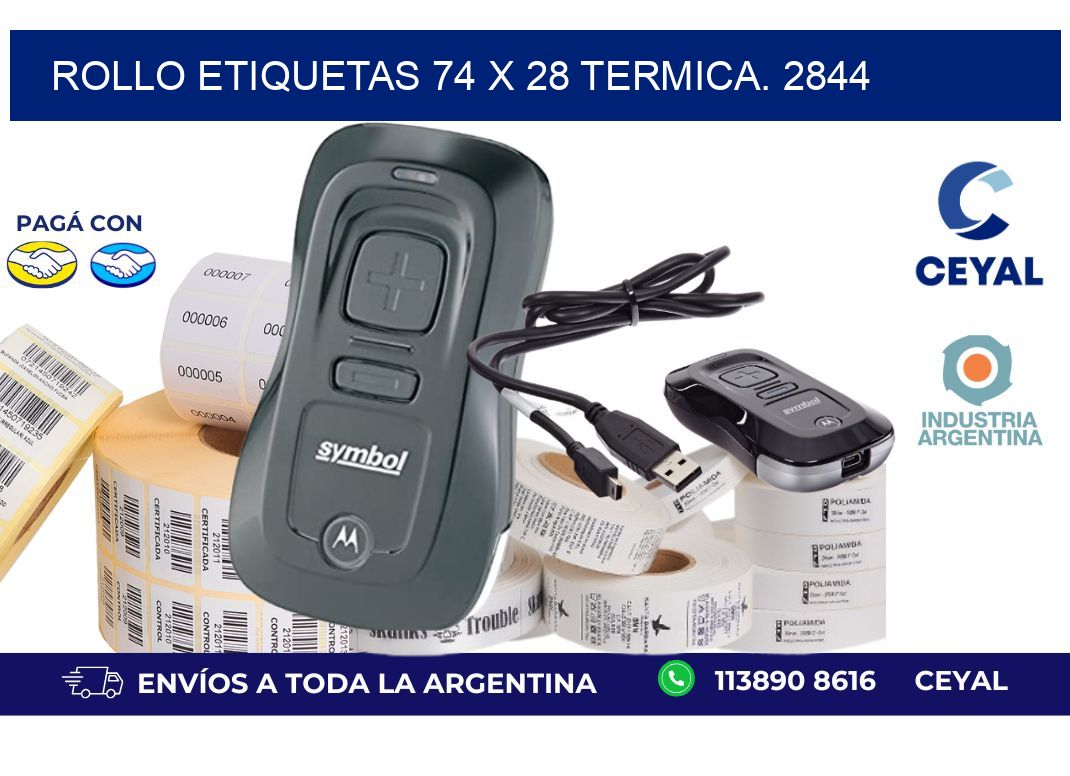 Rollo etiquetas 74 x 28 termica. 2844