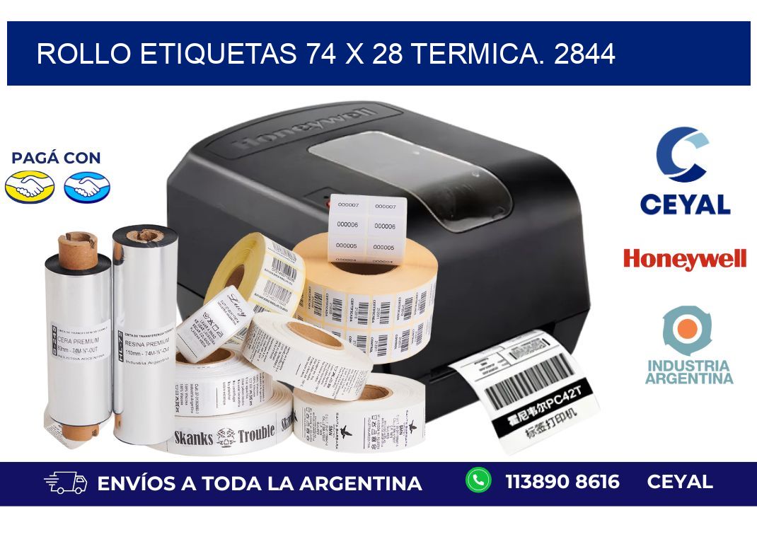 Rollo etiquetas 74 x 28 termica. 2844