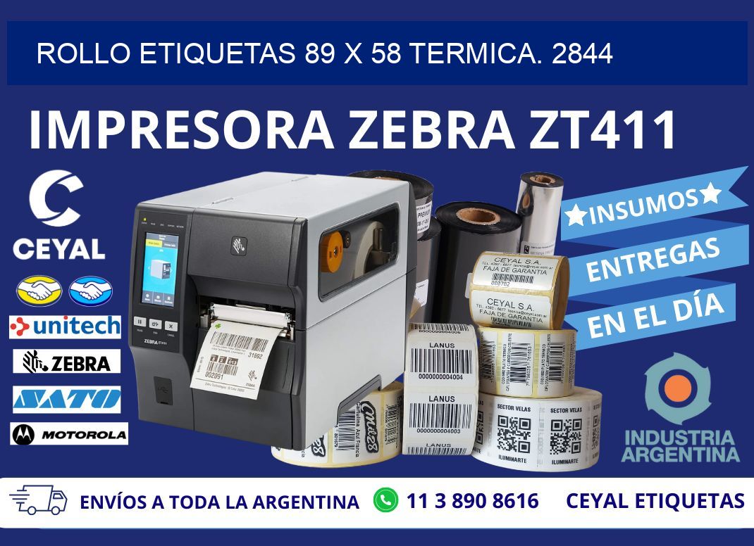 Rollo etiquetas 89 x 58 termica. 2844