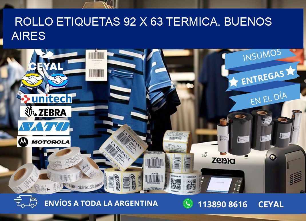 Rollo etiquetas 92 x 63 termica. Buenos Aires