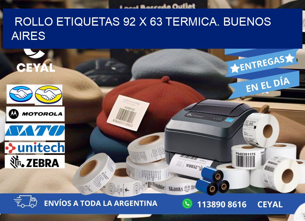 Rollo etiquetas 92 x 63 termica. Buenos Aires