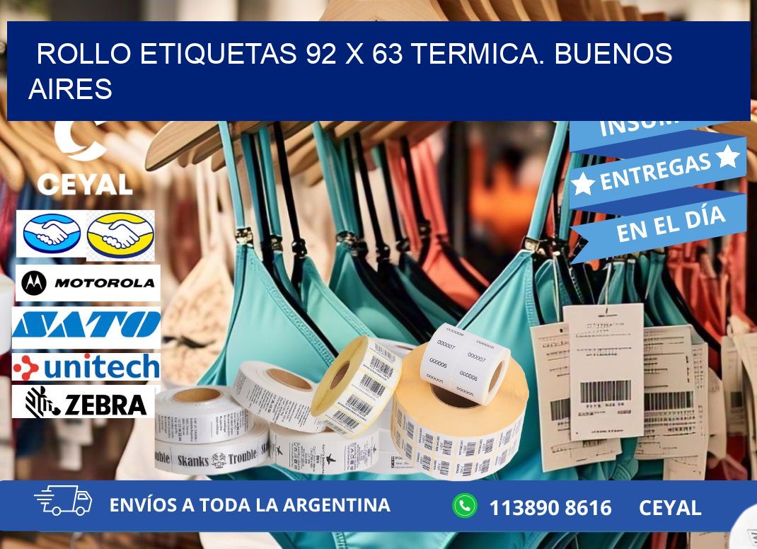 Rollo etiquetas 92 x 63 termica. Buenos Aires