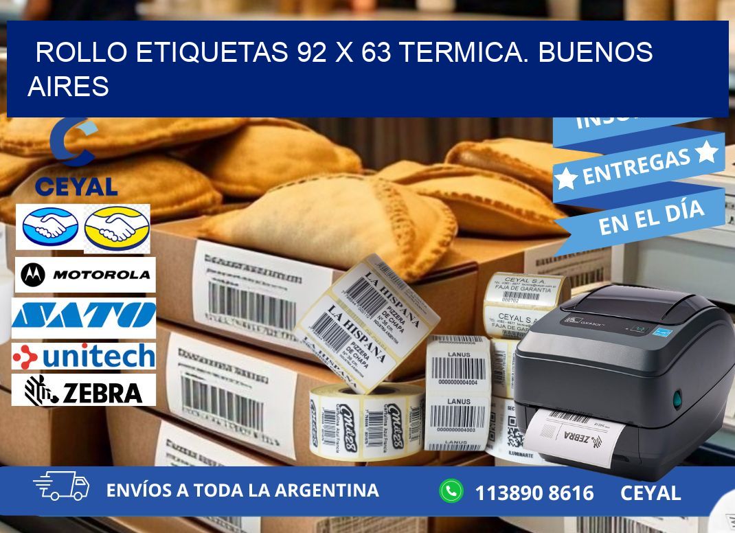 Rollo etiquetas 92 x 63 termica. Buenos Aires
