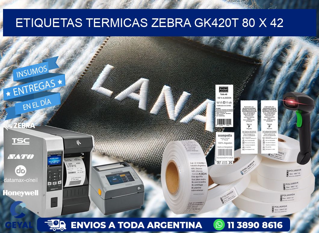 ETIQUETAS TERMICAS ZEBRA GK420T 80 x 42