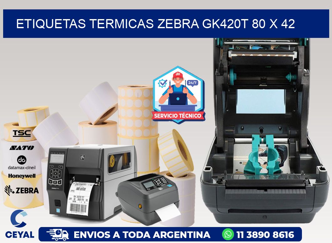 ETIQUETAS TERMICAS ZEBRA GK420T 80 x 42