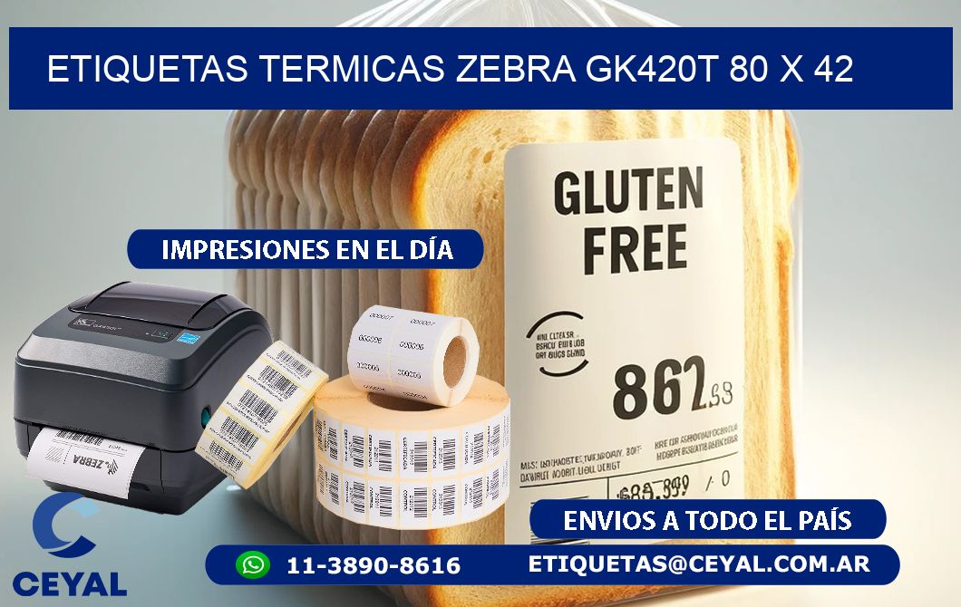 ETIQUETAS TERMICAS ZEBRA GK420T 80 x 42