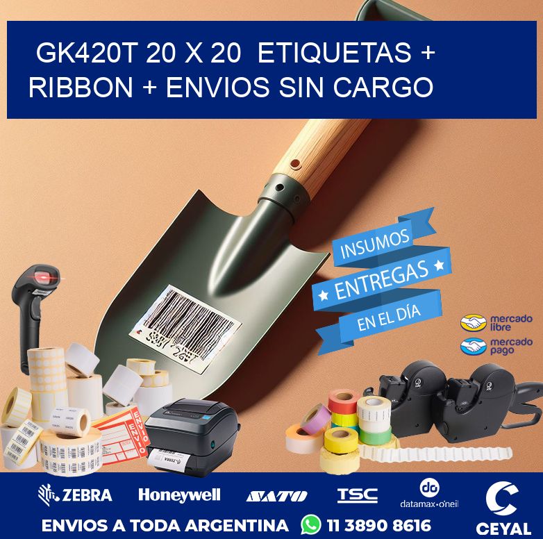 GK420T 20 x 20  etiquetas + ribbon + envios sin cargo