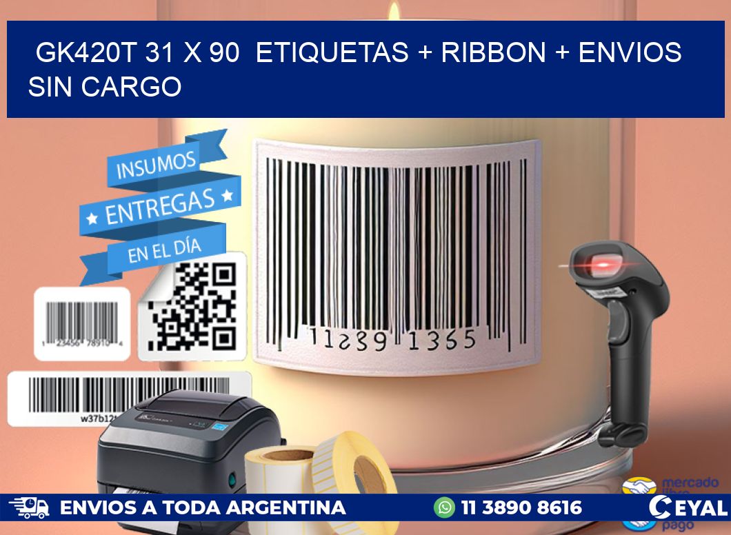 GK420T 31 x 90  etiquetas + ribbon + envios sin cargo