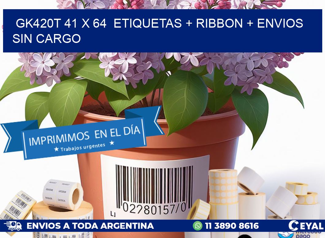 GK420T 41 x 64  etiquetas + ribbon + envios sin cargo