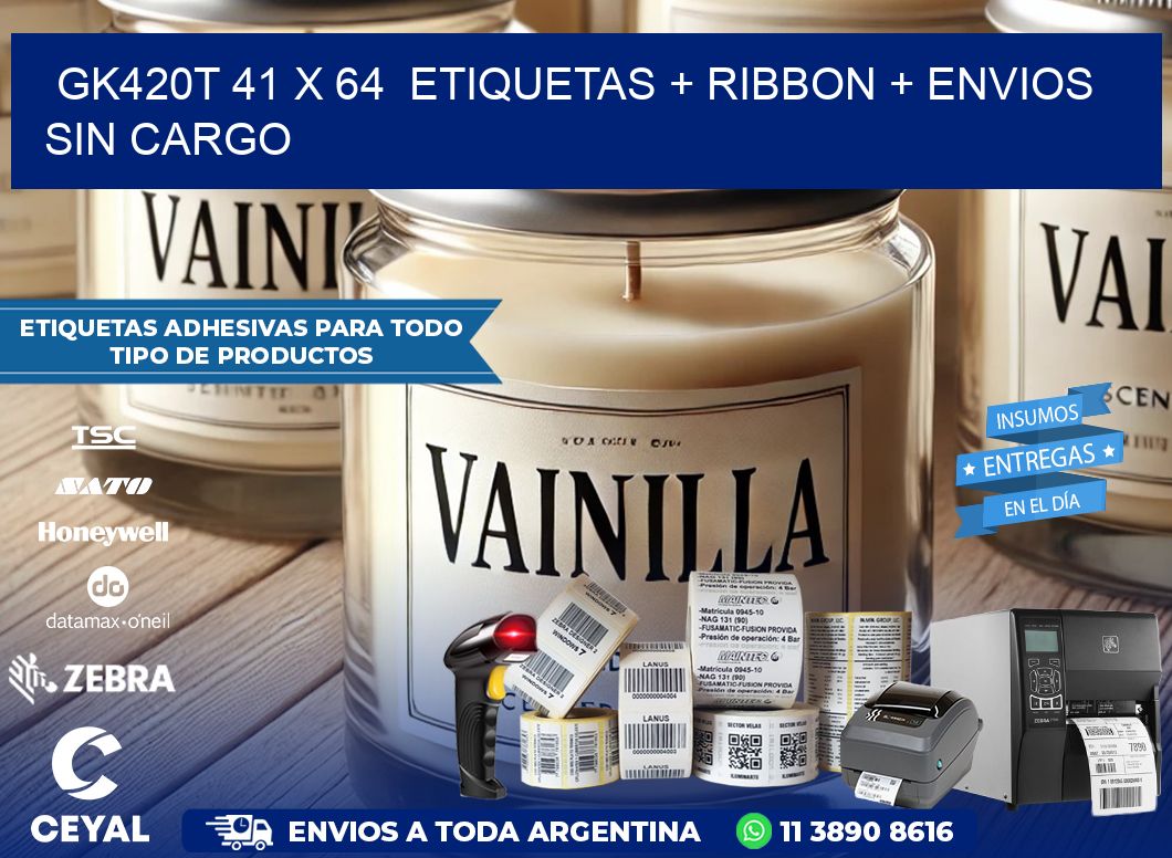 GK420T 41 x 64  etiquetas + ribbon + envios sin cargo