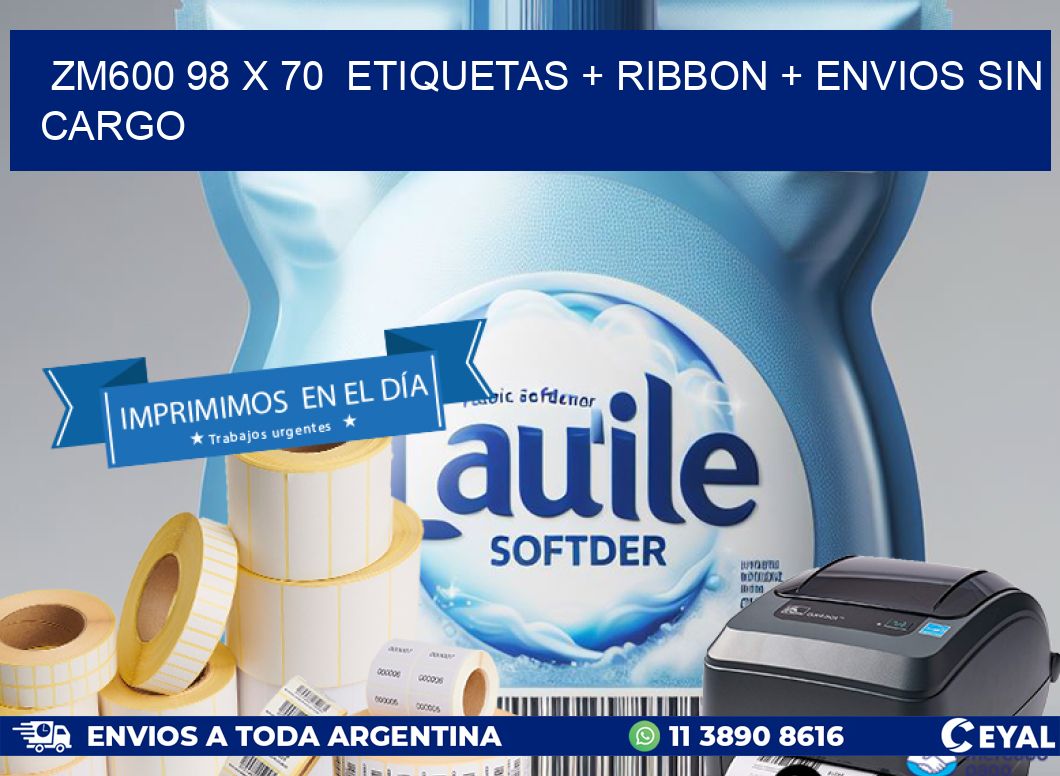ZM600 98 x 70  etiquetas + ribbon + envios sin cargo