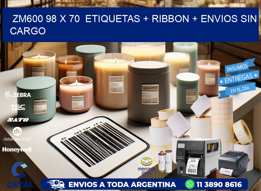 ZM600 98 x 70  etiquetas + ribbon + envios sin cargo