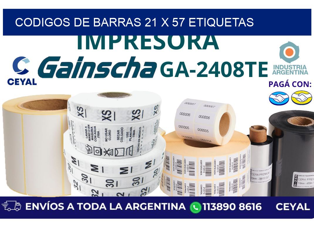 codigos de barras 21 x 57 etiquetas