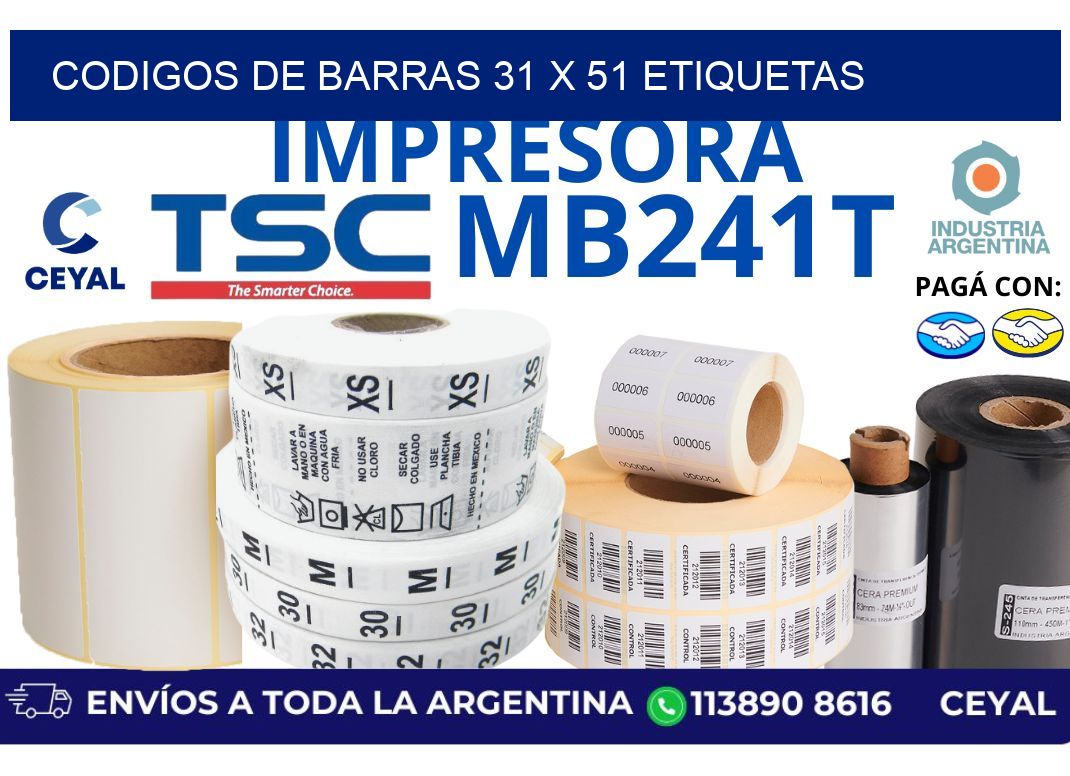 codigos de barras 31 x 51 etiquetas