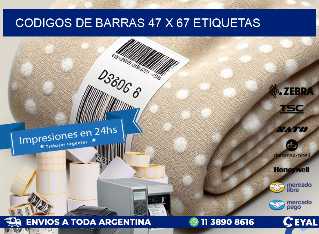 codigos de barras 47 x 67 etiquetas
