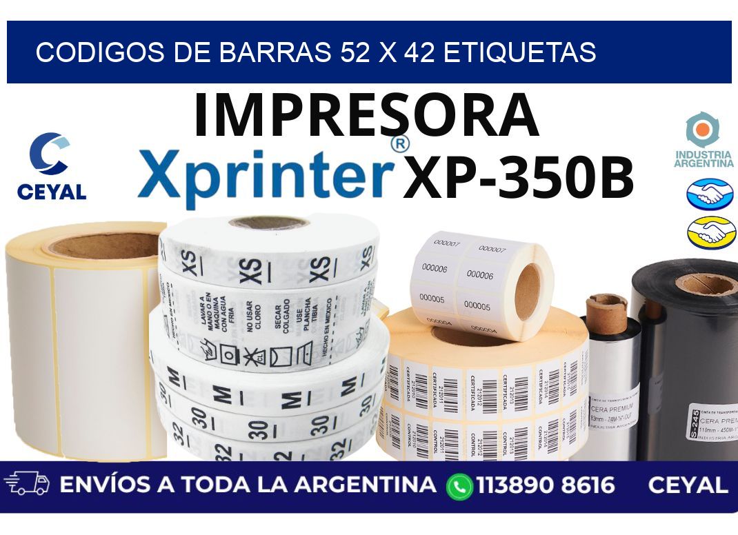 codigos de barras 52 x 42 etiquetas