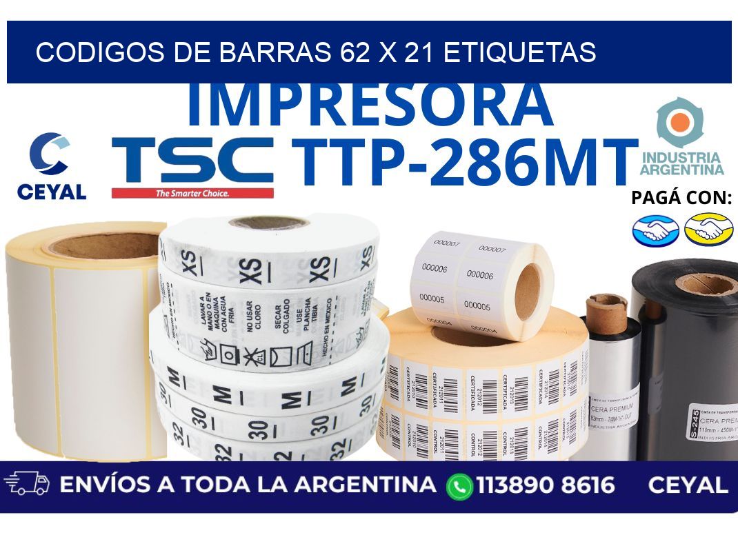 codigos de barras 62 x 21 etiquetas