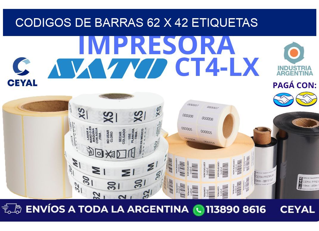 codigos de barras 62 x 42 etiquetas