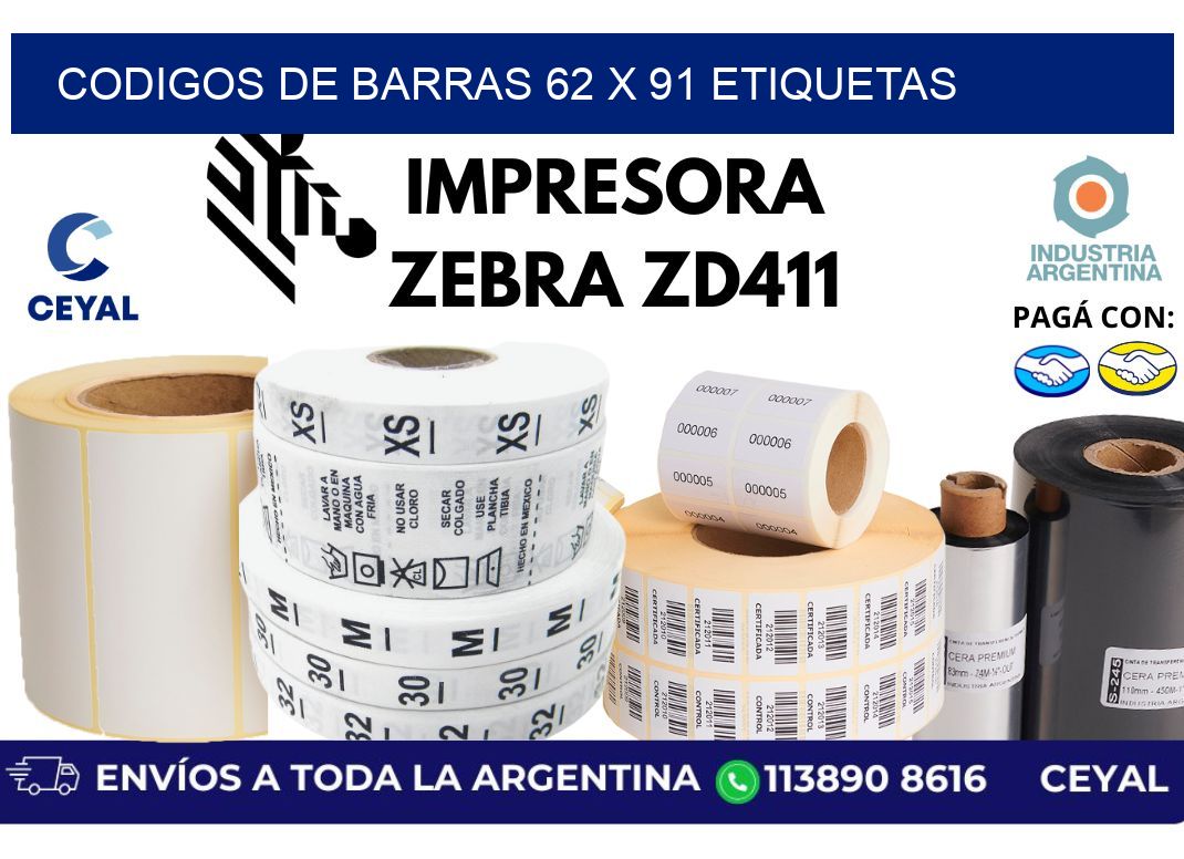 codigos de barras 62 x 91 etiquetas