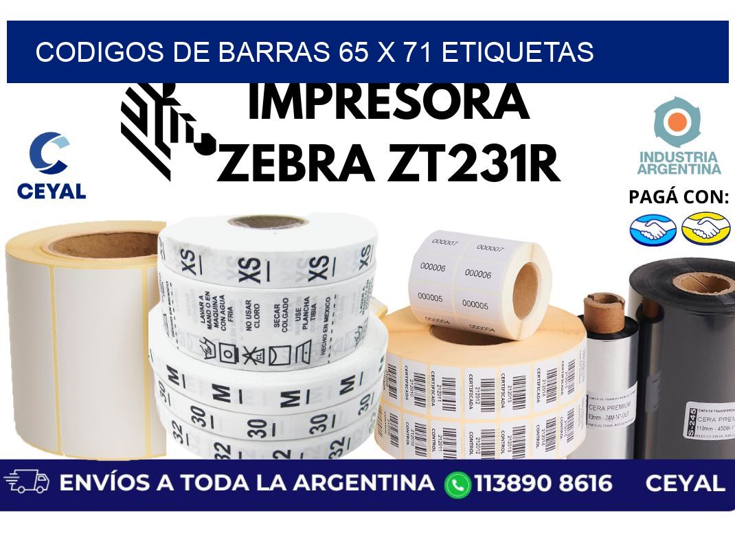 codigos de barras 65 x 71 etiquetas