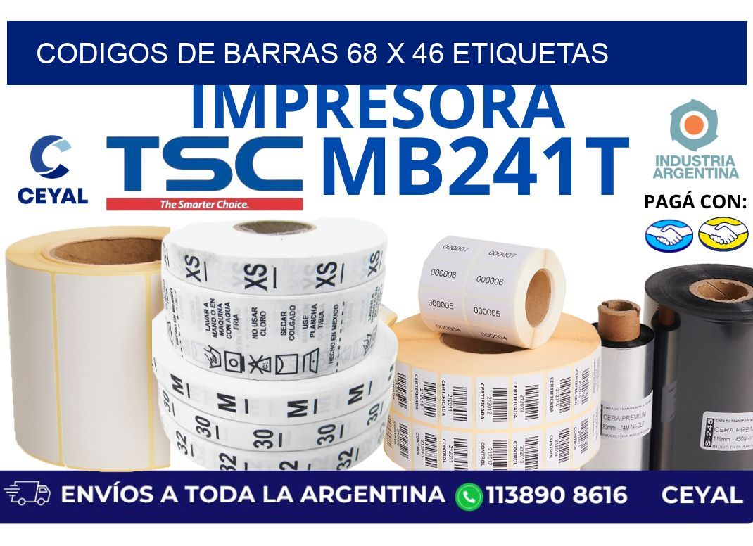 codigos de barras 68 x 46 etiquetas