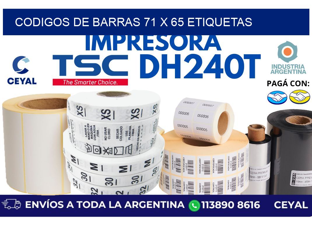 codigos de barras 71 x 65 etiquetas