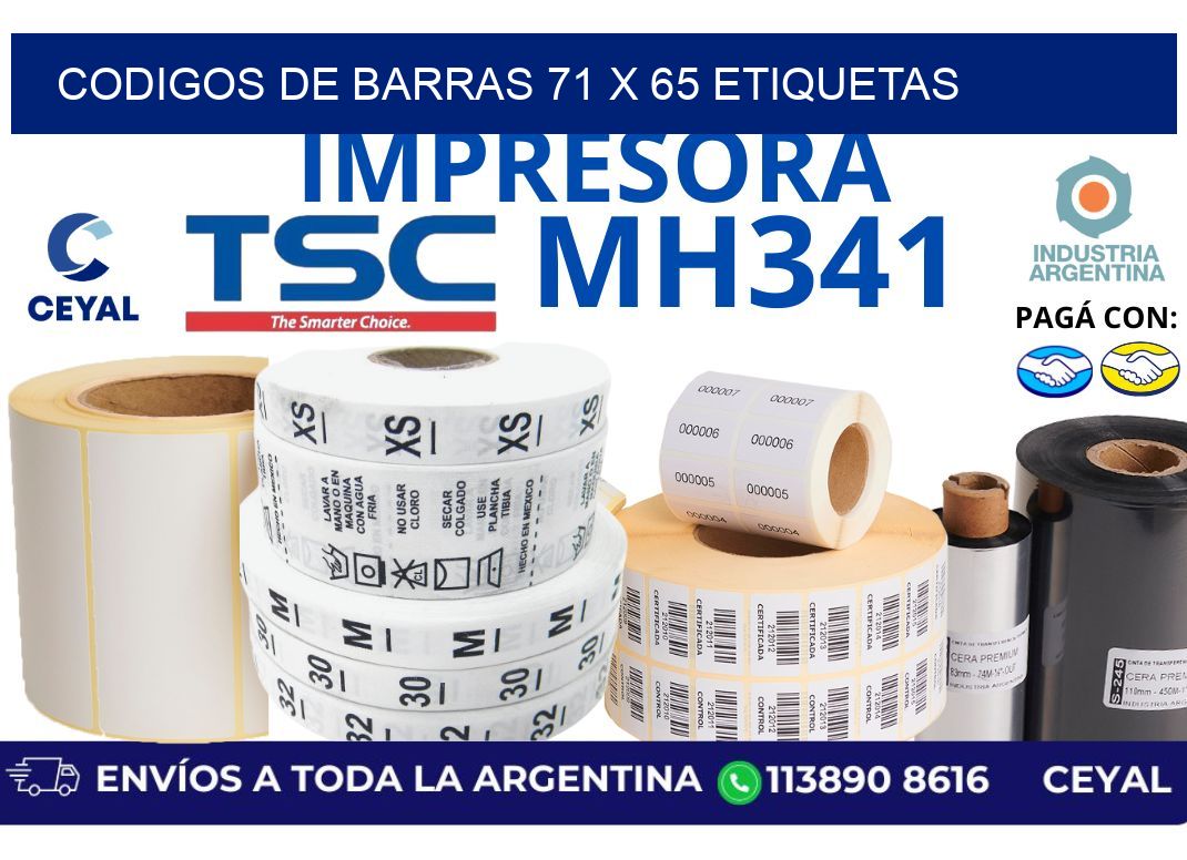 codigos de barras 71 x 65 etiquetas
