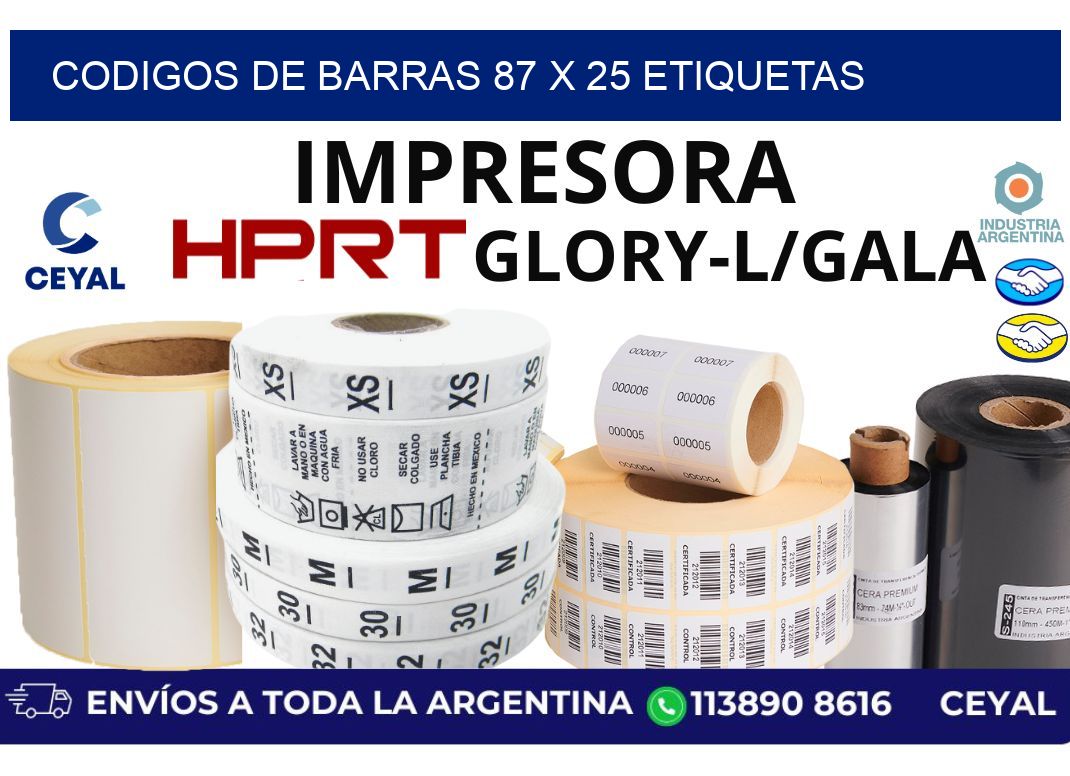 codigos de barras 87 x 25 etiquetas