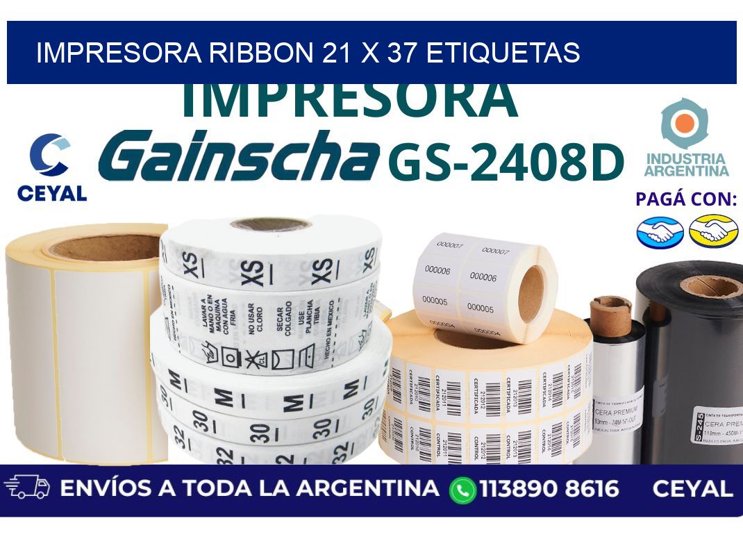 impresora ribbon 21 x 37 etiquetas